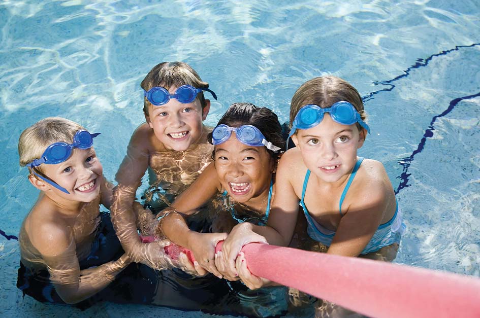 group of children in a pool